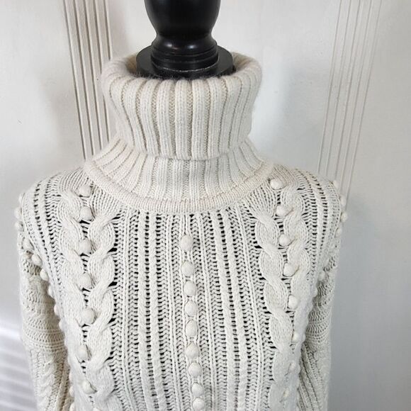 Plus Size Ann Taylor White Merino Wool Blend / Alpaca Turtle Neck Sweater - Picture 6 of 12